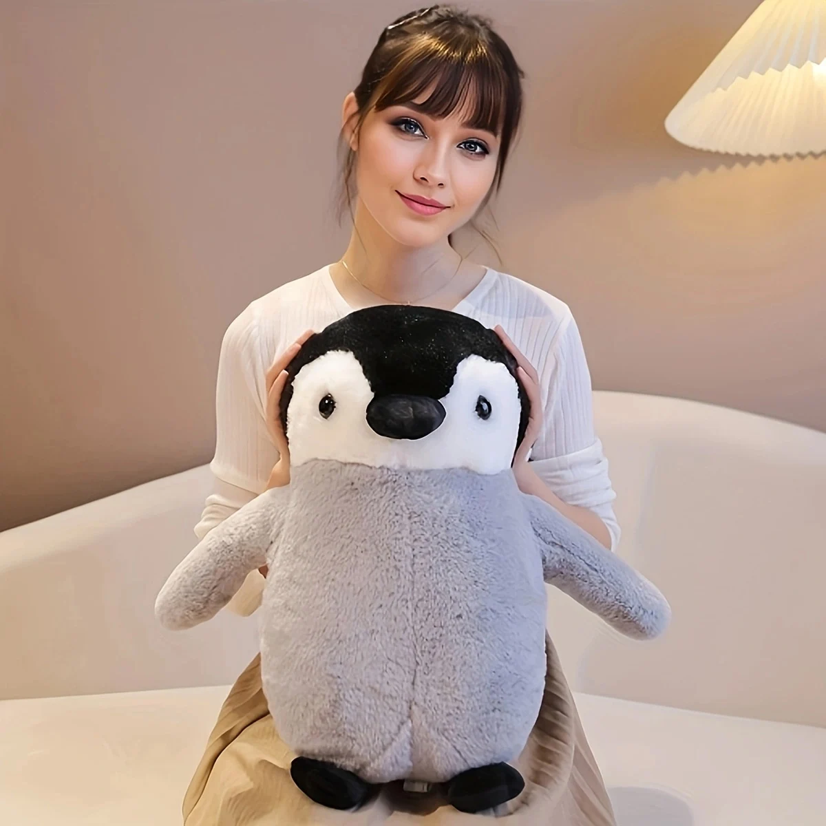 A cute blue and white penguin plush toy doll, Fuzzy Marine series standing Penguin Doll Pillow Aquarium Aquarium Aquarium series