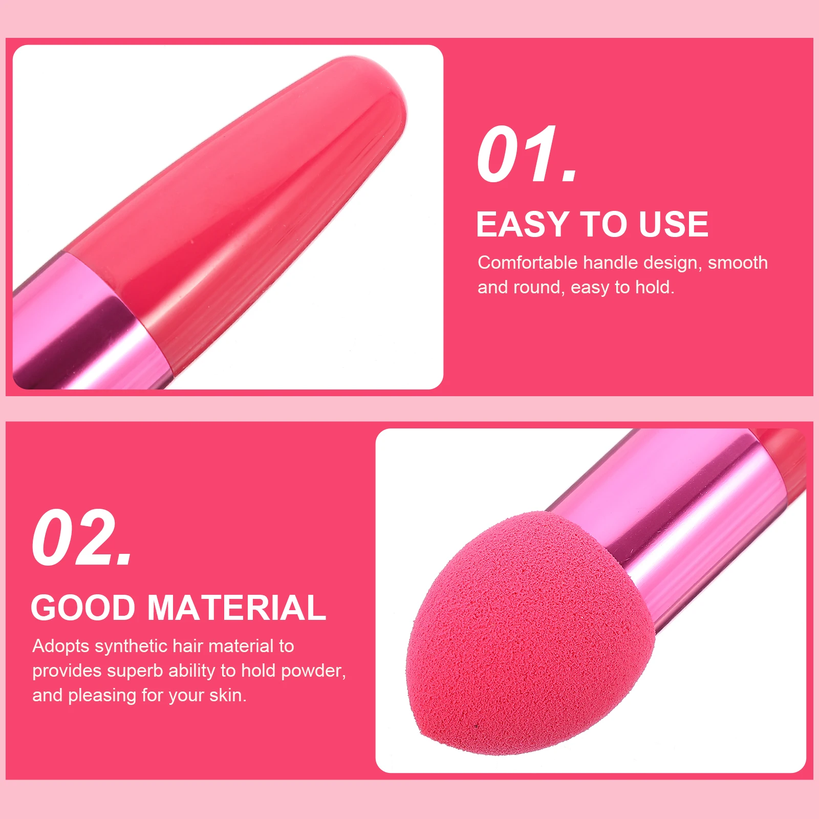 

3pc Water Droplet Shaped Sponge Brush Lollipop Makeup Tool Reusable Powder Puff Pu Storage Pouch Red Blue