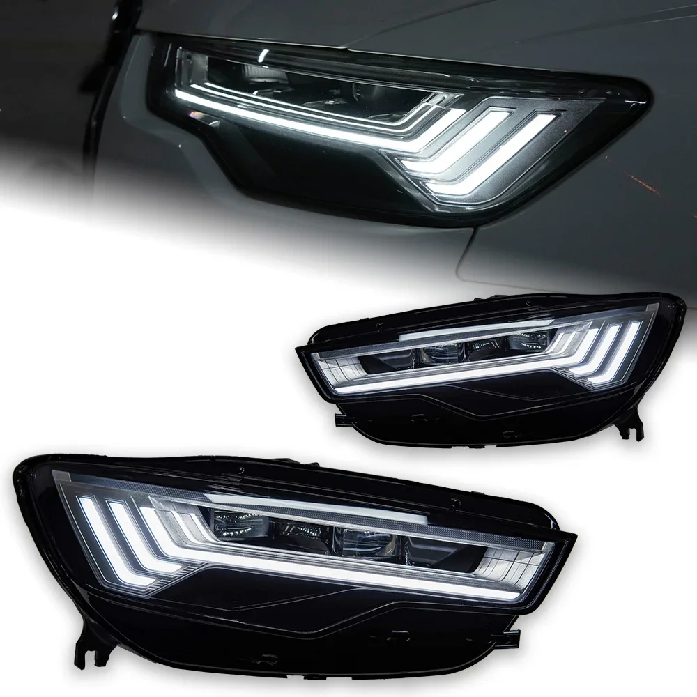 KQX Car Accessories Head Lamp for Audi A6 Headlights 2012-2015 Upgrade C8 Design LED Headlight DRL Dynamic Singal High Low Beam