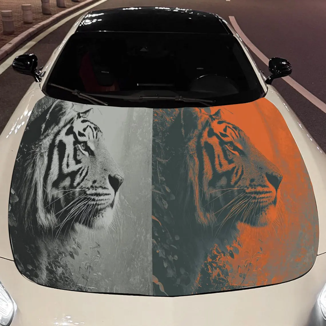 

Retro Tiger print,car hood stickers,PVC waterproof Self adhesive car hood sticker,car hood decoration protection stickers,Auto A