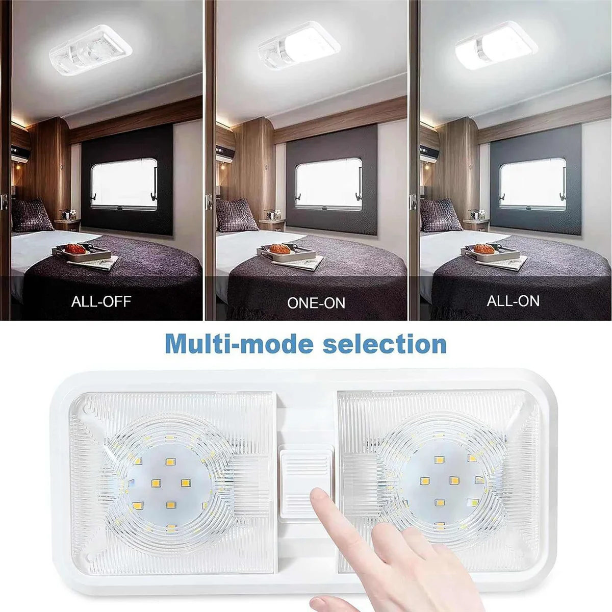 Luces LED RV de 12V, 700LM, 8W, accesorio de iluminación Interior de doble cúpula para techo