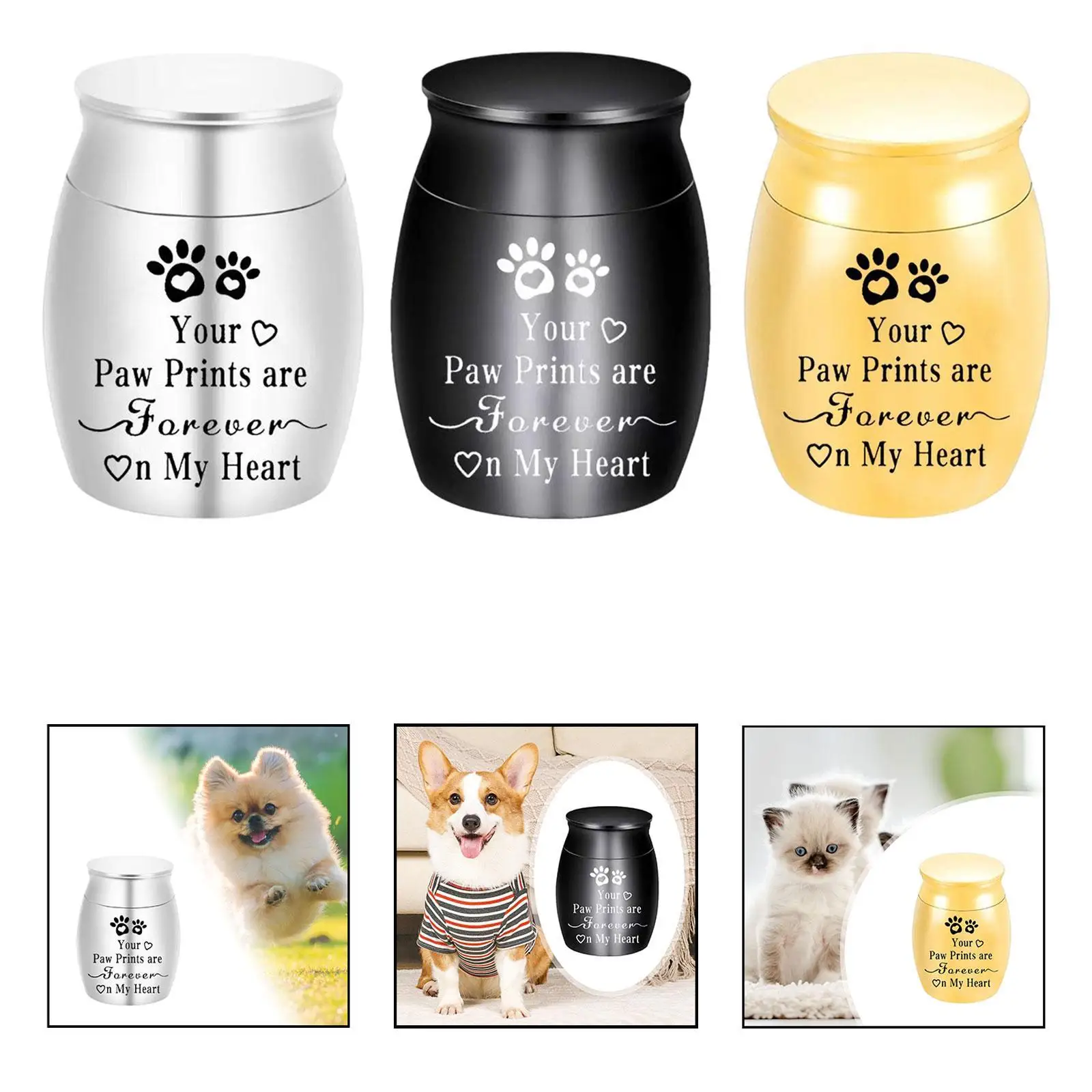 Pet Ash Urn Container Souvenir Waterproof Sealed Lid Dogs Cats Ash Holder Keepsake Urn for Bunny Rabbits Dogs Cats Kitten Puppy
