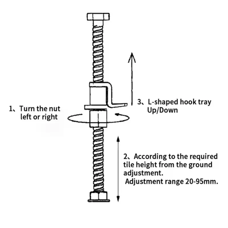 Tile Support Positioner Manual Tiling Height Regulator 10 Pcs Locator With 1 Wrench Adjuster
