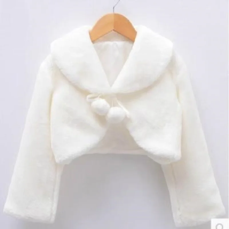 

Girls Princess Plush Jackets Children Thicken Wedding Birthday Party Coats Kids White Shawl Cape New Warm Long Sleeves Clothing
