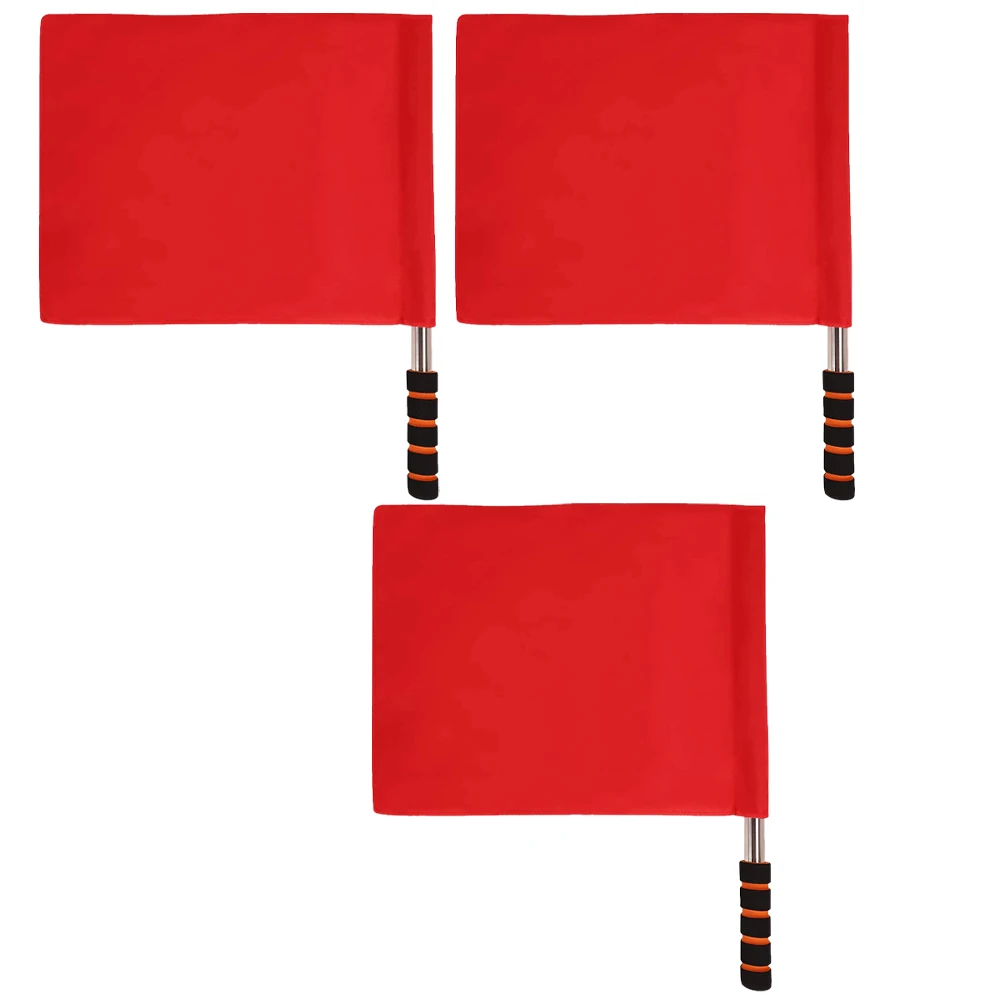 

3pcs Red Competition Flags Referee Signal Traffic Race Practical Anti-skid Comfortable Handle Sports Event Soccer