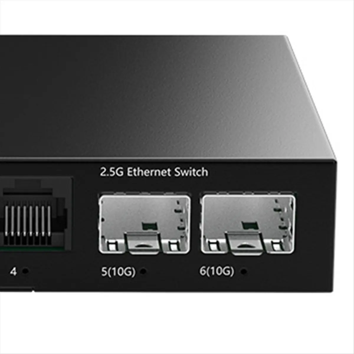 SWXF 2.5GbE Switch 2.5GBASE-T 4 Port 2.5G RJ45 with 2 Port 10G SFP+ Fanless Plug and Play,Network Switch Desktop Wall US Plug