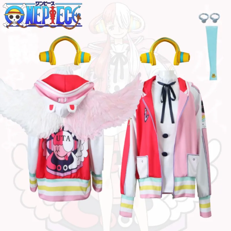 New One Piece Uta Cosplay Clothes Theatre Version Movie Red Daughter Of Red Shanks Accessories Costume Wig Wings Kid Adults Toy