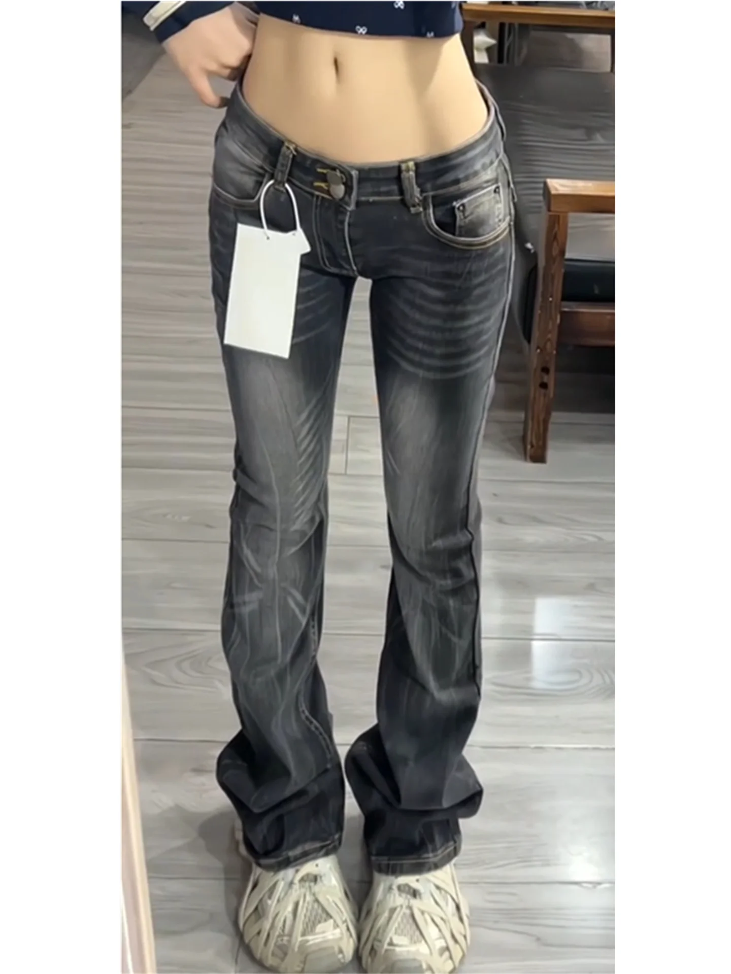 

Женские джинсы с низкой посадкой, облегающие, в винтажном стиле, повседневные брюки, весенняя мода, большие размеры, из хлопкового денима