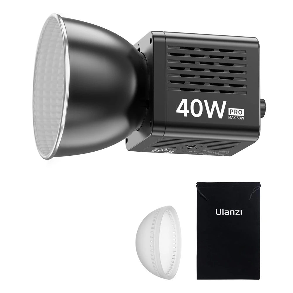 40W Pro LED Video Light Dual Color Temperature 2500K-6500K Portable Spotlight with 3400mAh Battery