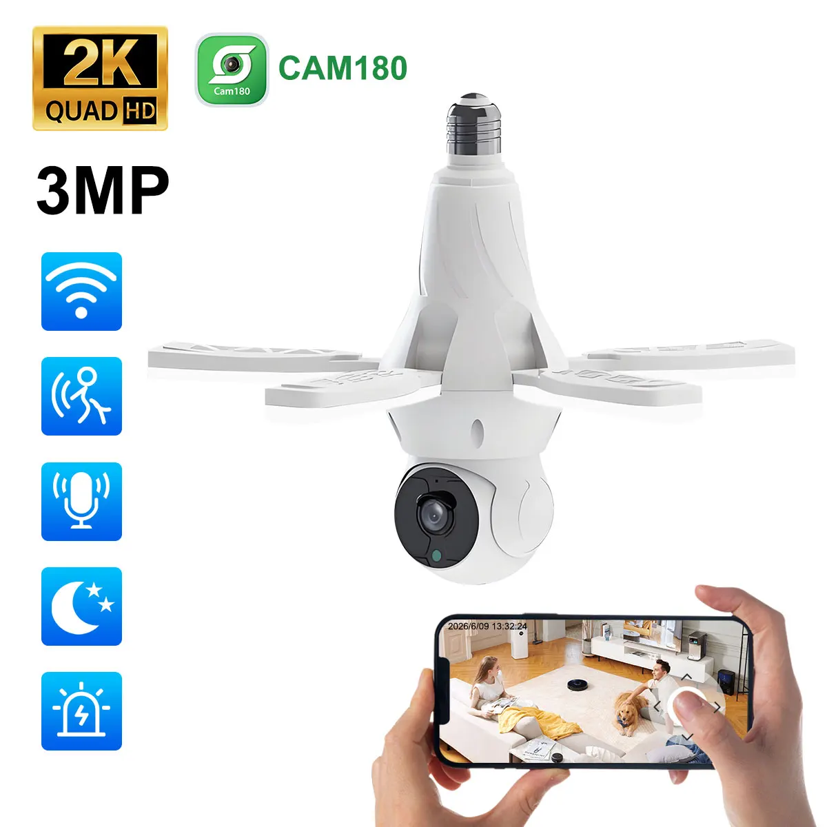 Home Wifi Cctv Camera Dual Lens 360 Degree Hd Dual Lens Wireless Bluetooth For Outdoor Home Security Remote Viewing Surveillance