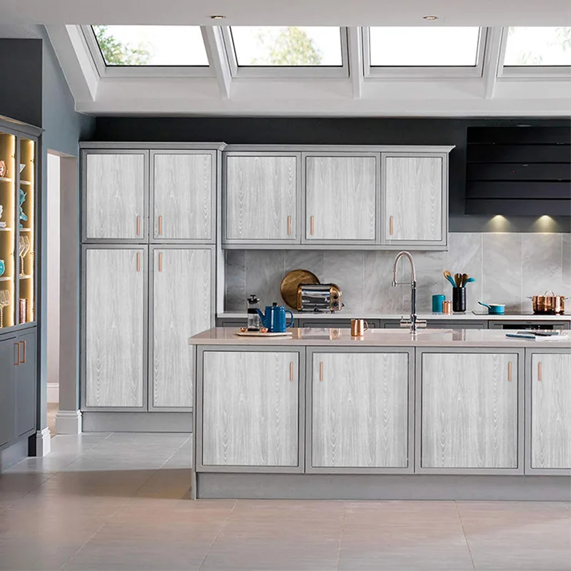 جدار تقليد الخشب الحبوب خلفية ذاتية اللصق خزانة غرفة النوم باب خزانة خذاء الأثاث القديم تجديد ملصق الرطوبة-P #4