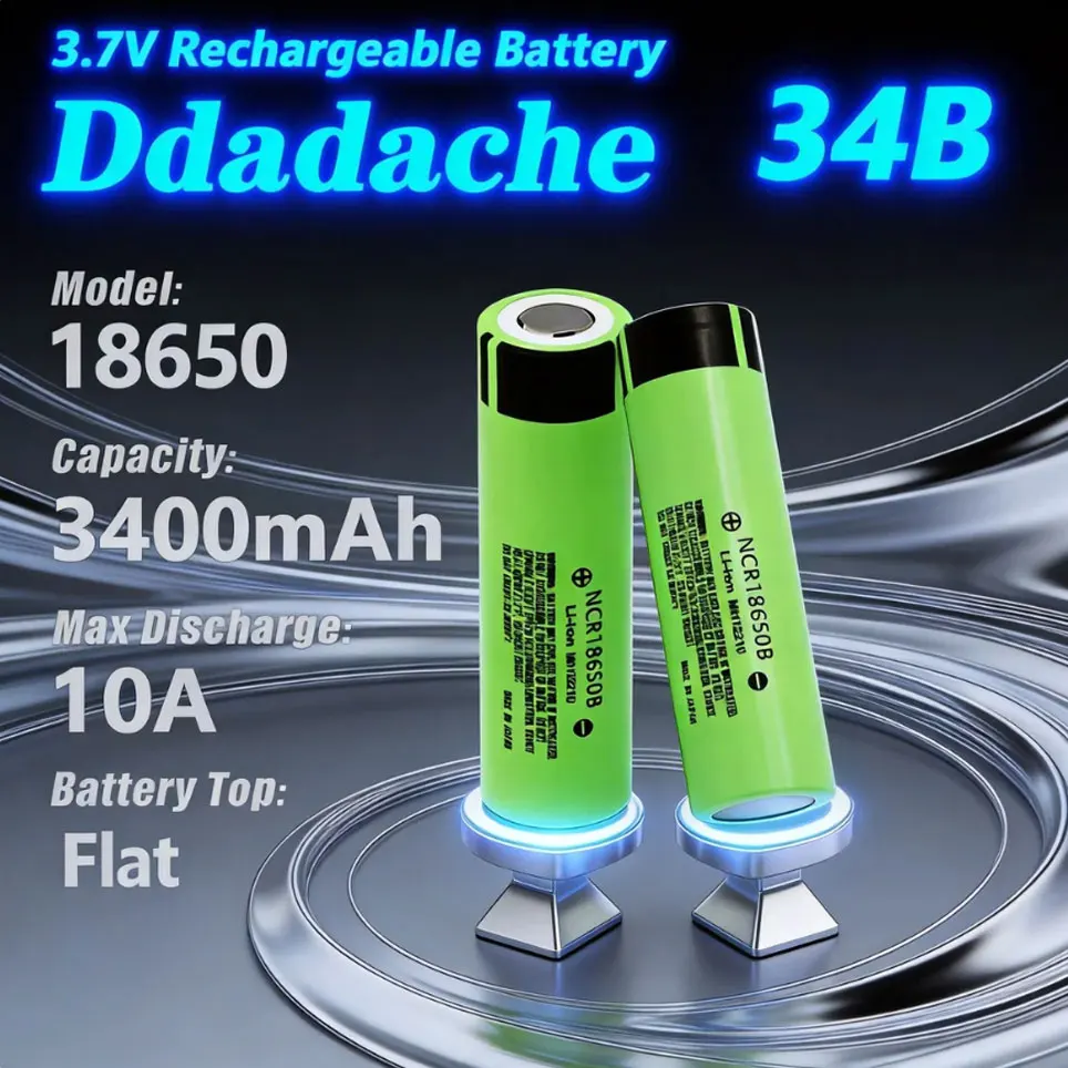 Batterie au lithium rechargeable 18650 34B, 3,7 V, 3400 mAh, pour surveillance, lampe de poche, ventilateur portable, etc.