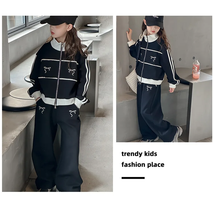 Kinderbekleidungssets Mädchen Sportanzüge Frühling Herbst Jacke Hose Outdoor Casual Style Trainingsanzug 2-teiliges Teenager-Set 5-14 Jahre – Detail 8