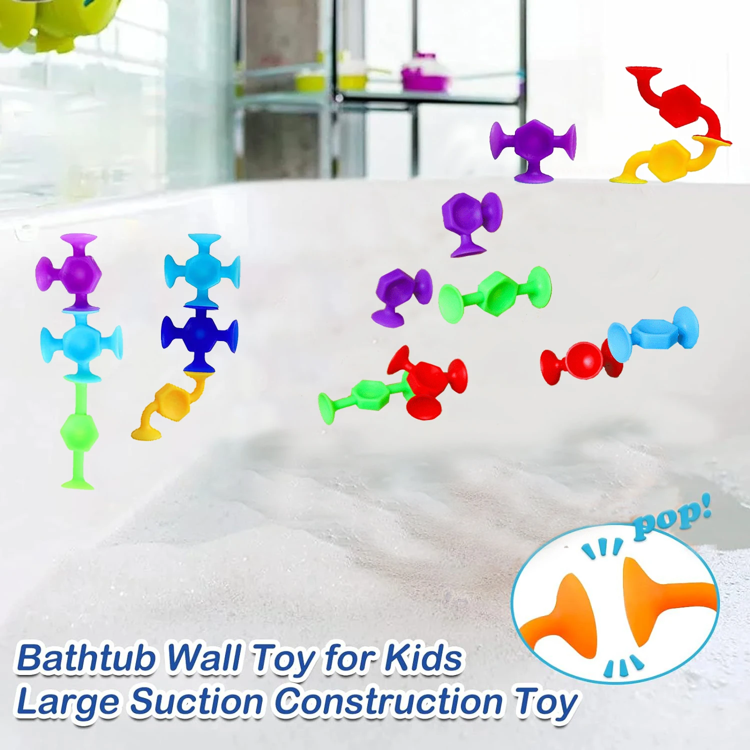 50pcs Suction Cup Toys, With A Eggshell For Storage, Construction Toy For Kids, Bath And Travel Toys, Gift For Boys And Girls