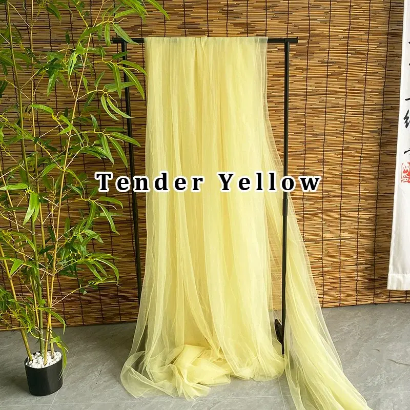 

30Yard Soft Tulle Fabrics Wedding Celebration Curtain Clothing White Ivory Champagne Yellow Mesh Layout Chair Back Yarn Encrypti