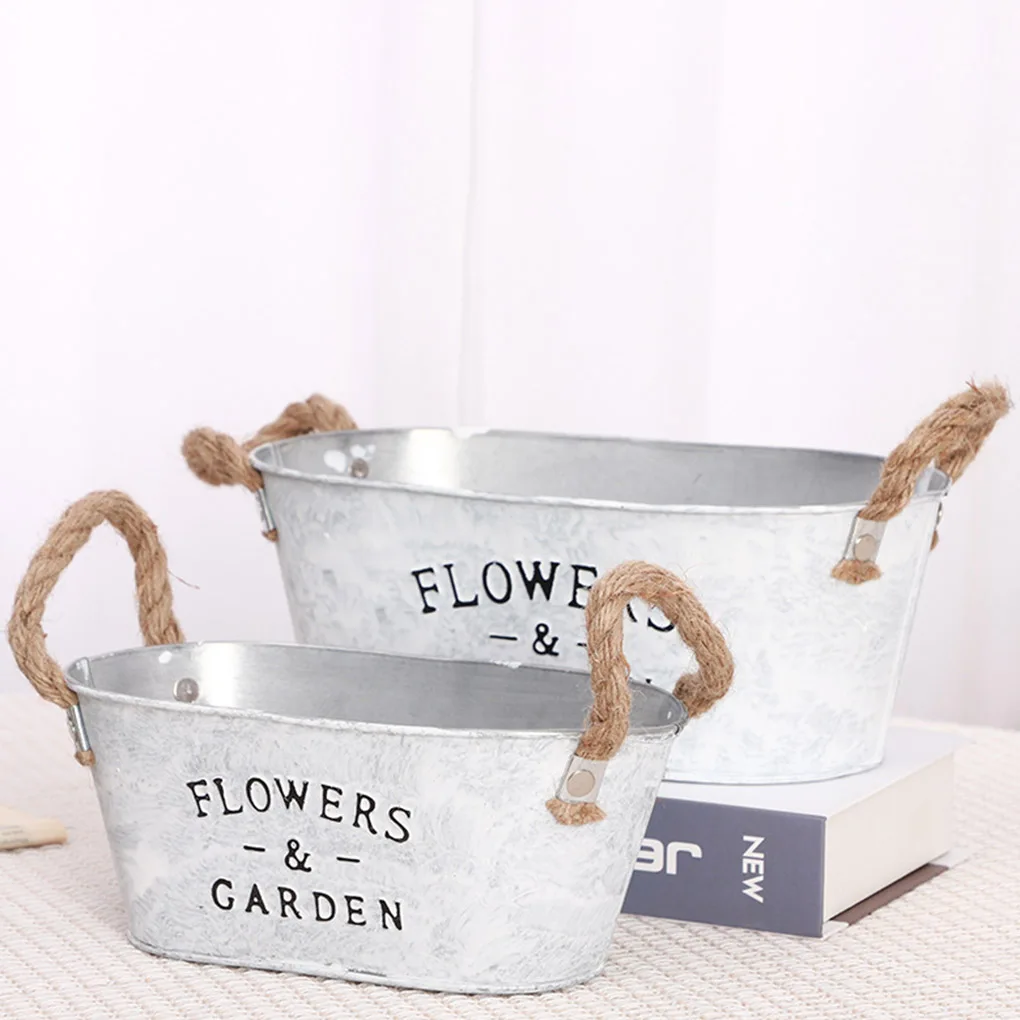 

Planter Linen Handle Anti-corrosive Simple Style Bedroom Flower Pot