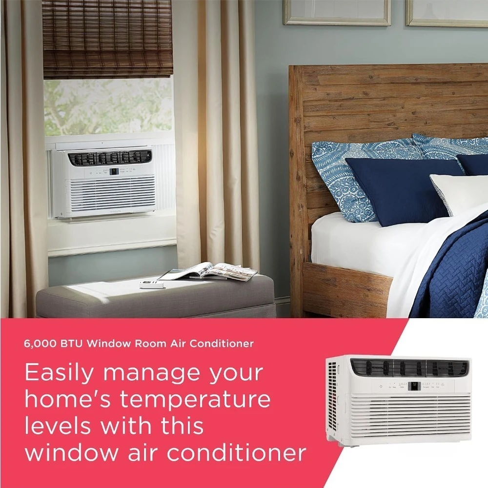 Store Best-Sellers 6000 BTU Window Air Conditioner with Remote Control Cools 250 Sq Ft Quiet Operation Eco Mode 3 Fan Speeds Aut