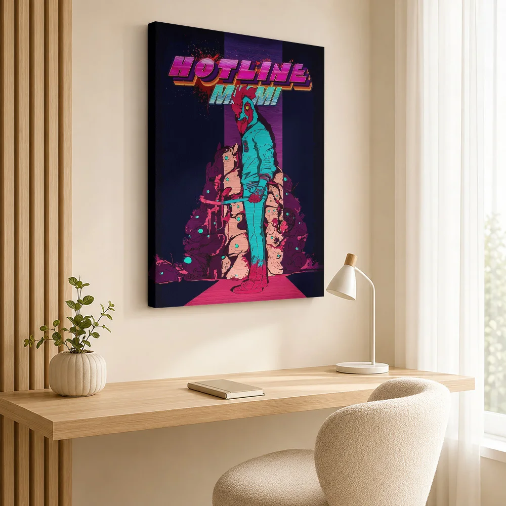 Hotline Miami Canvas Painting Posters Atmospheric Style Canvas Wall Art With Personalized Photo For Man Cave Ideal Birthday Gift