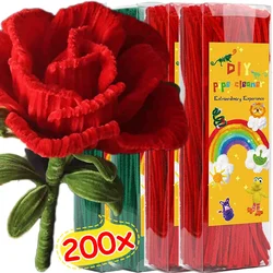 200/10pcs DIY Plush Tinsel Stem Wired Twist Stick Colorful Chenille Stems Pipe Cleaner Hair Strip Kids Handmade Educational Toys
