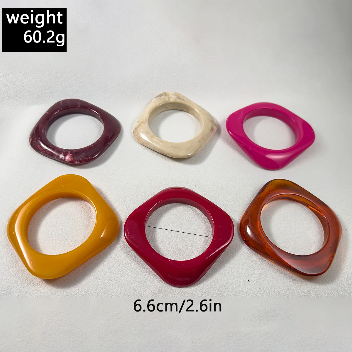 Docona Fashion Simple Resin Geometric Irregular Bracelet Dopamine Multi Color Accessories Women's Daily Versatile Jewelry