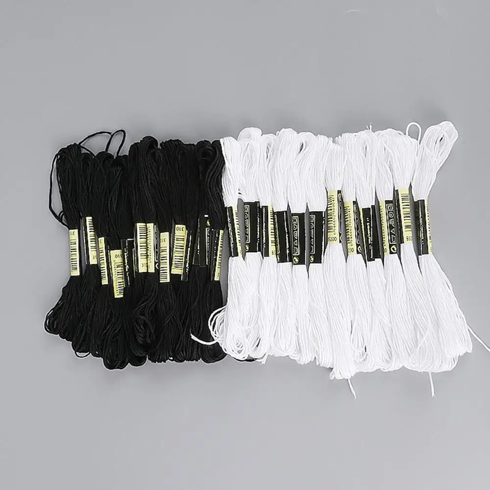 6 bianco + 6 nero DMC ricamo filo interdentale punto croce cotone ricamo filo filo interdentale cucito matasse 1