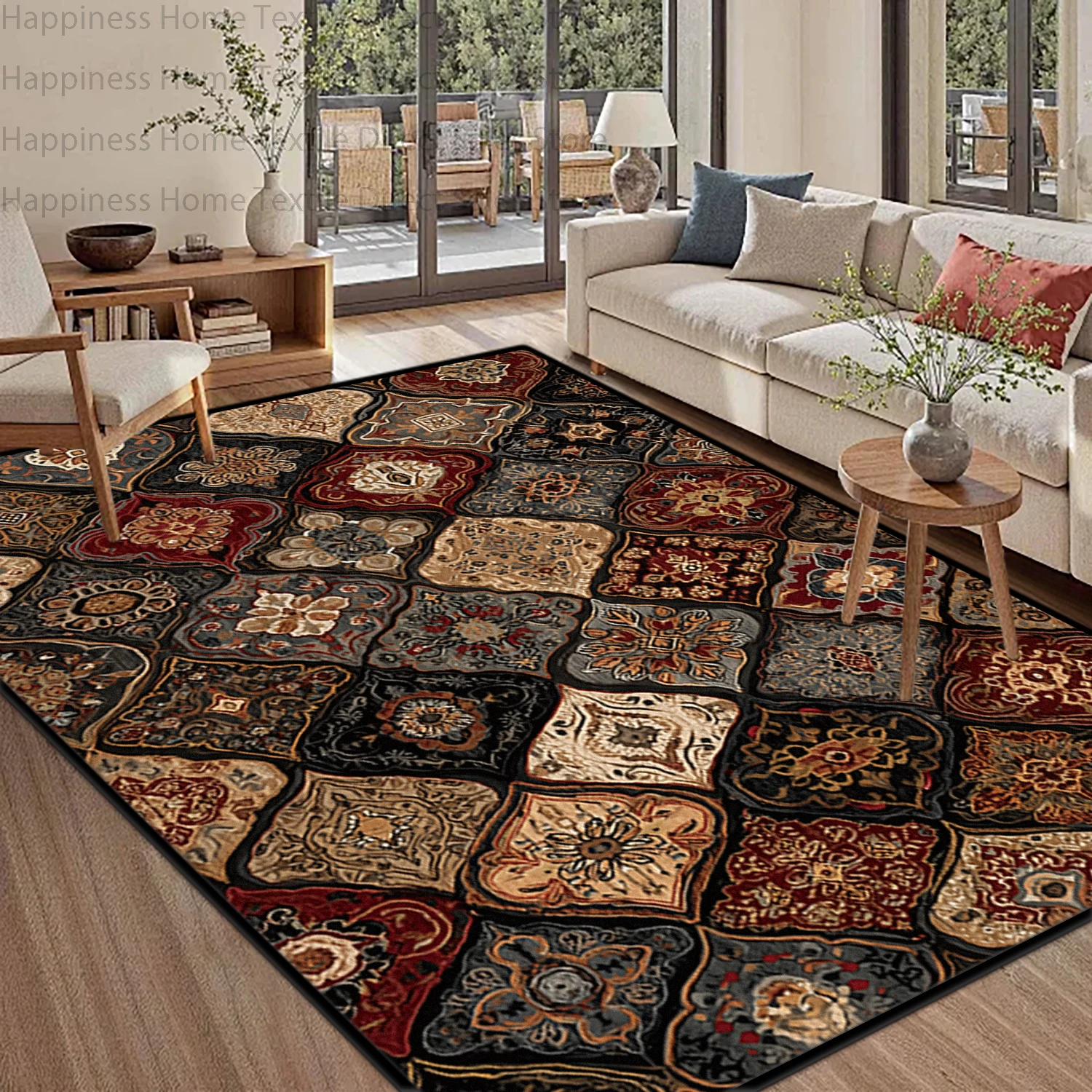 Boho Traditional Retro Style Living Room Carpet Big Size Non-slip Washable Bedroom Persian Mat Soft Fluffy Parlor Home Decor Rug