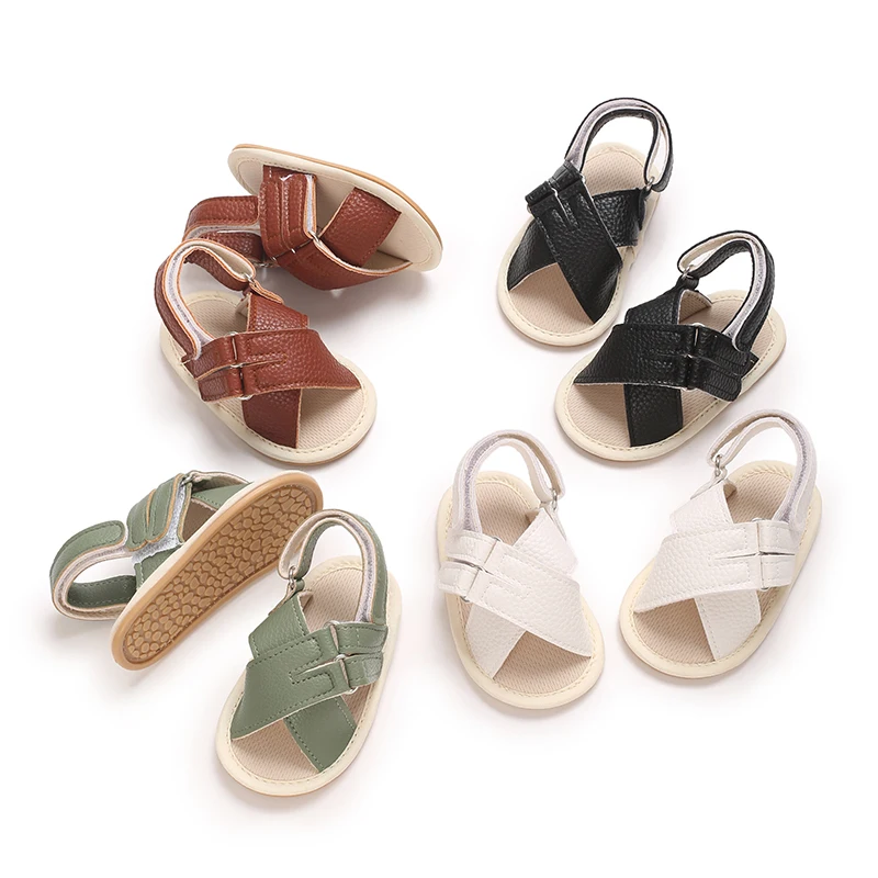 

0-18M Newborn PU Rubber Cute Open Toe Soft Sole Anti slip Preschool Toddler Crib Summer Sandals Infant and Toddler Shoes