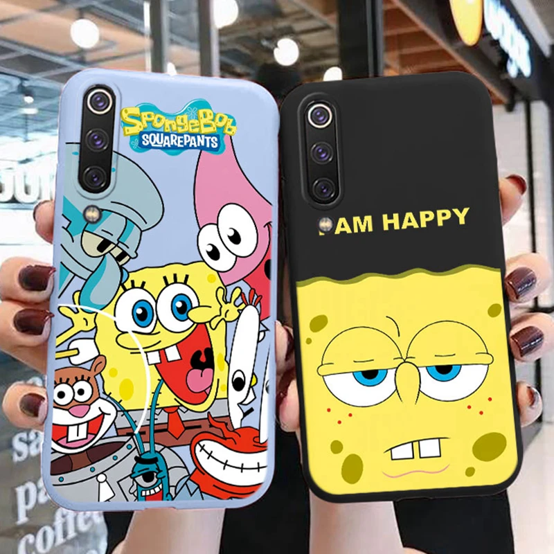 Funny Cartoon SpongeBob SquarePants Phone Case for Xiaomi Mi 9 Mi9 Lite A3 Cute Patrick Star Silicone TPU Soft Color Back Cover