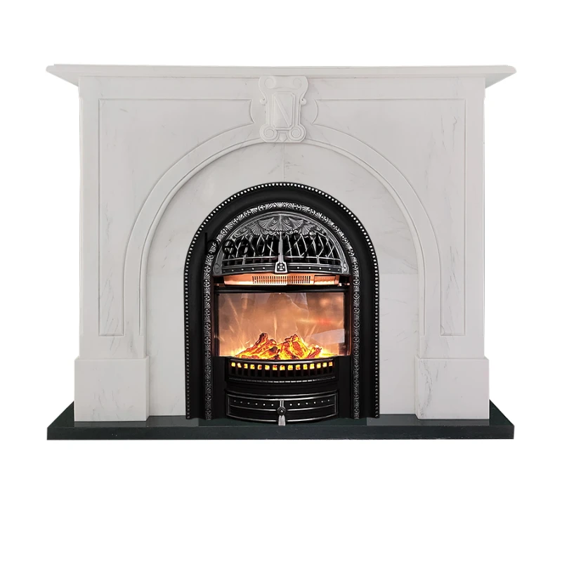 Marble Fireplace French Style Retro American Living Room Background Wall Curio Cabinet Stone Fireplace