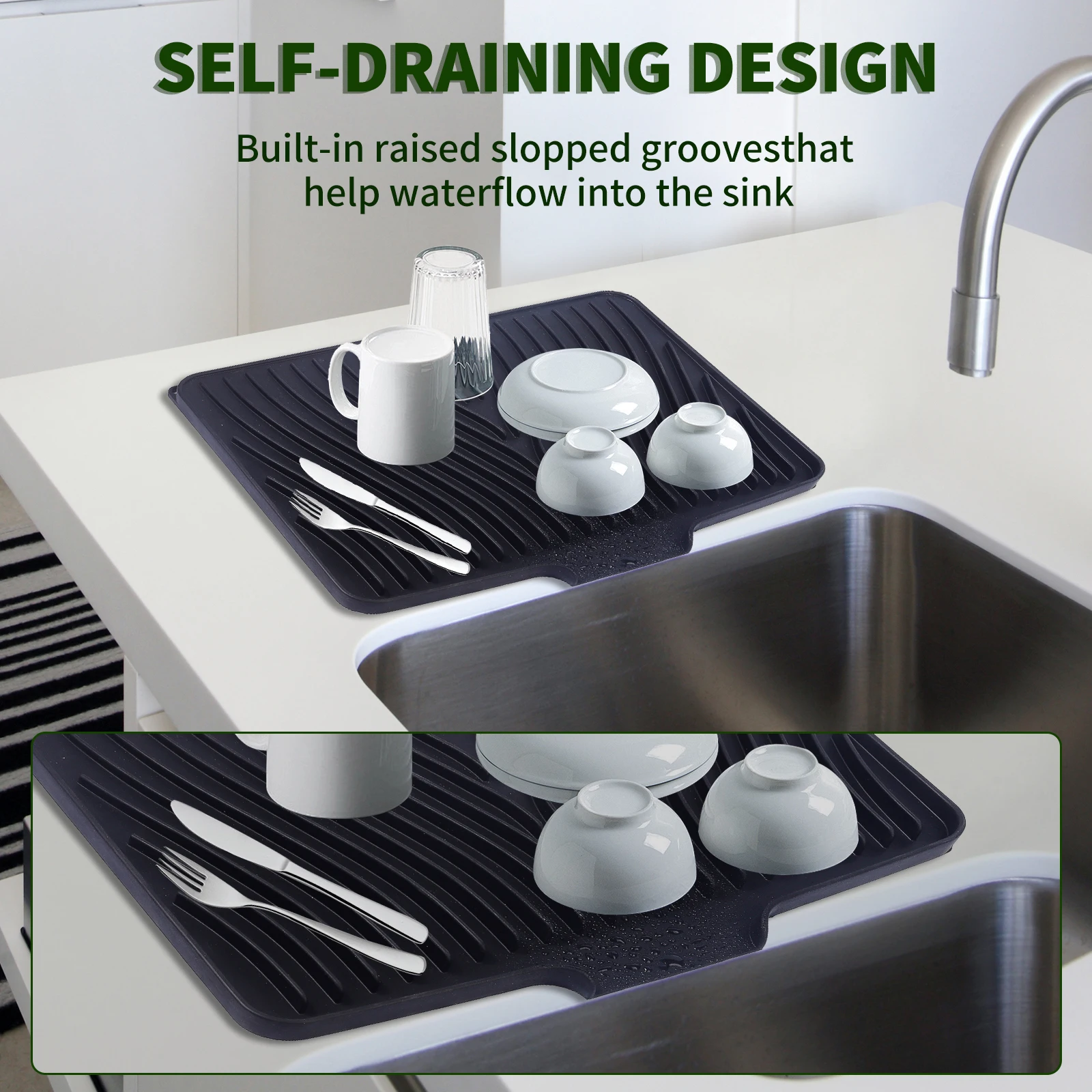 

Силиконовый коврик для слива для кухни, нескользящий термостойкий коврик для раковины, коврик для сушки посуды для столешницы, аксессуары для столешницы, декор