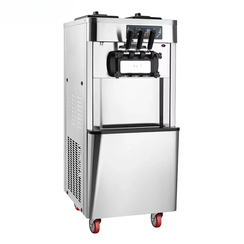 Stainless Steel Big Capacity Three Flavors Standing Type Automatic Soft  Ice Cream Machine