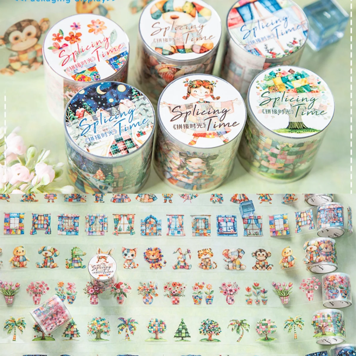 6-roll set 4cm×200cm themed PET die-cut tape set - 