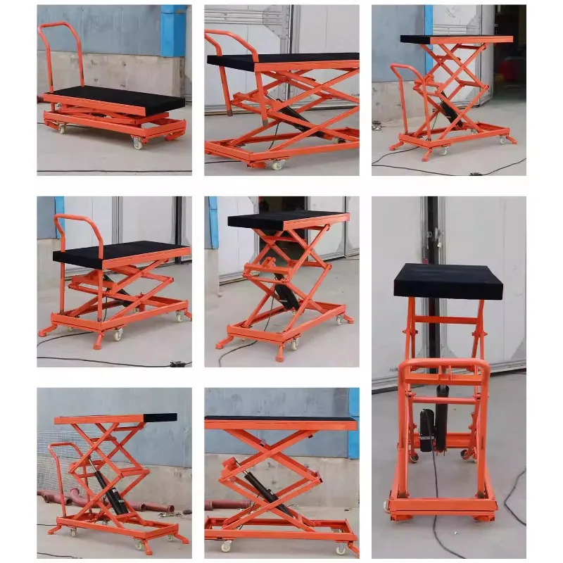 Automatic Lifting Horse Stool Electric Lifting Platform Foldable Mobile Hydraulic Flatbed Trolley 500kg Load 1.4MHeight 120x50cm