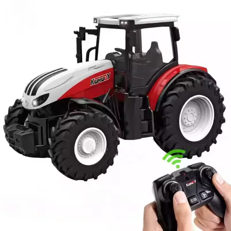 1/24 2.4G RC Farmer Toys Set Tractor Trailer with LED Headlight Remote Control Car Truck Farming Simulator for Children Kid Gift