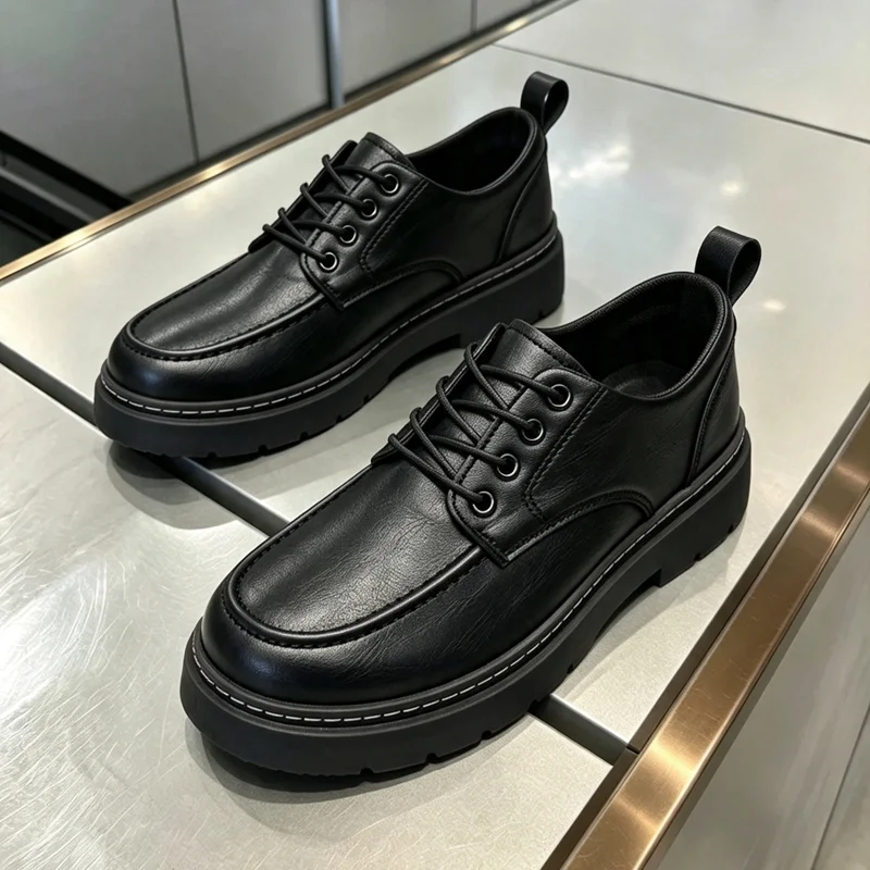 Men's Business Casual Leather Shoes 2026 New Autumn Retro British Style Leather Shoes with Height-Increasing Breathable Lining Design Bride Bridesmaid Wedding Shoes
