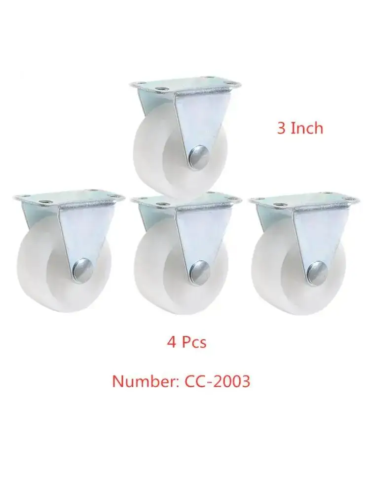 

4 Pcs/Lot 3 Inch Directional Caster White Silent Pp Wheel Small Fixed Electrical Furniture Cabinet