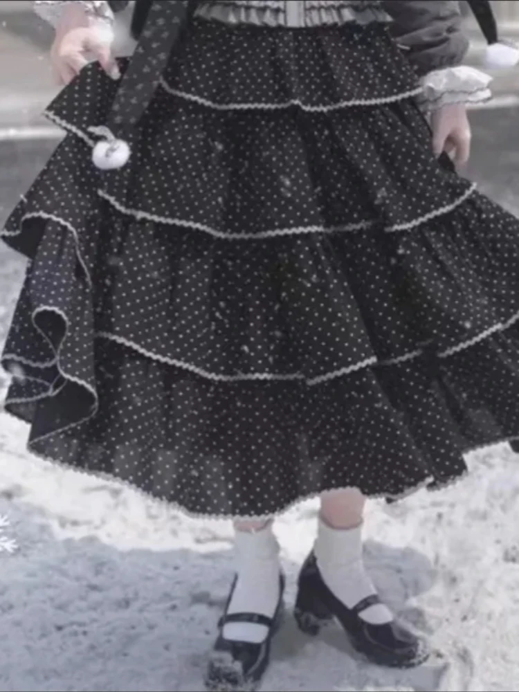 New Harajuku Polka Dot Sweet Puff Skirt Women Aesthetic Vintage Patchwork Cake Skirt Japanese Fashion Retro Lovely Clothing 2026