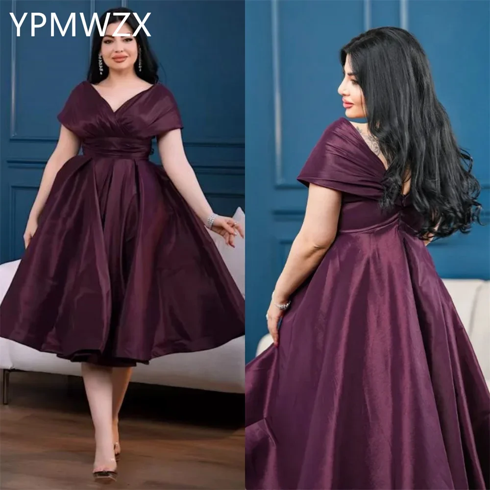 

Customized Party Dress Occasion Prom Gown YPMWZX V-neck A-line Tea Length Skirts Bespoke Dresses Evening Formal Women