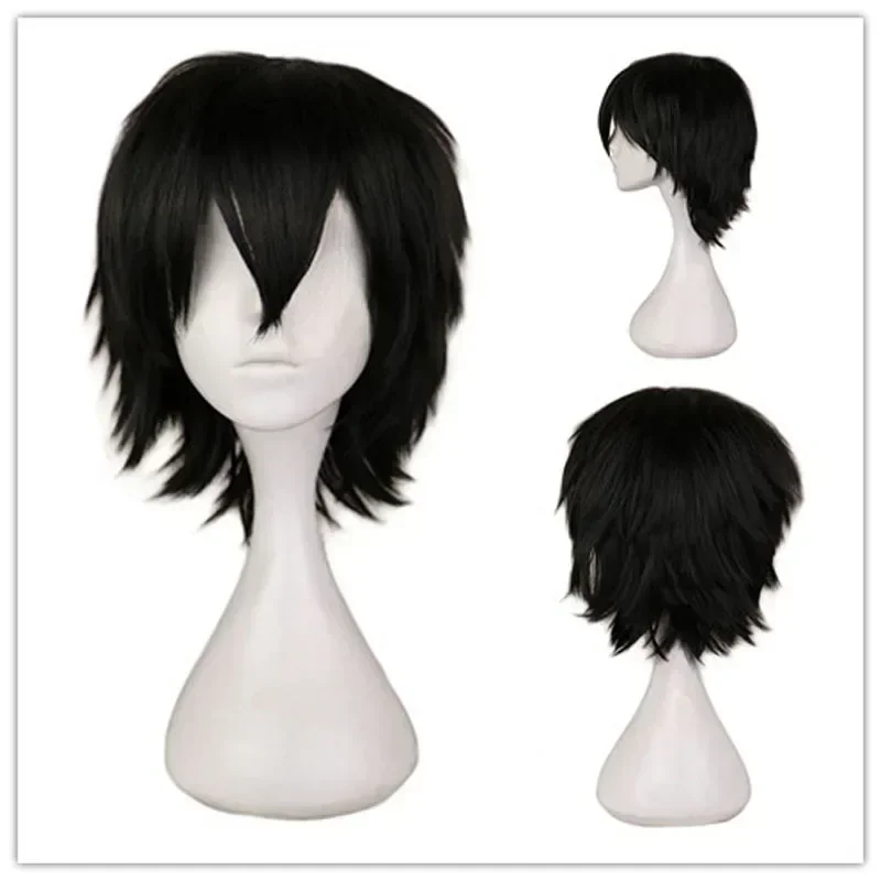 Peluca masculina QQXCAIW, peluca negra, blanca, morada, rubia, roja, pelo corto, disfraz de Anime, pelucas de Halloween, pelo sintético con flequillo para hombres