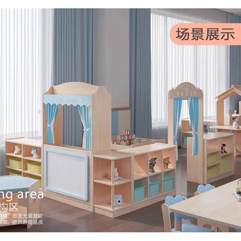 

Early education solid wood combination cabinet, kindergarten area corner arrangement cabinet, nursery toy storage cabinet, baby