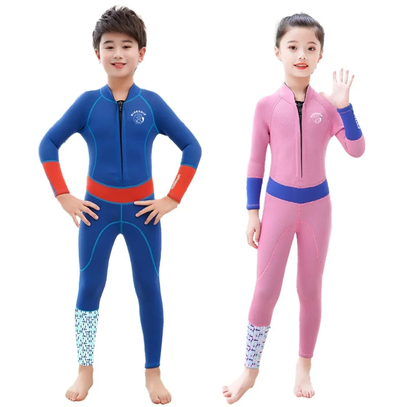 

STLF 2mm Warm Long-Sleeved One-Piece Wetsuit for Kids Snorkeling Sun & Cold Protection Boys & Girls-Available in Medium & Large