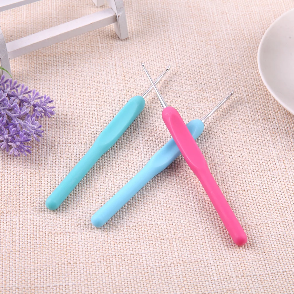 8/9PCS Silicone Grip Knitting Needles Colorful Crochet Hook Kits Soft Handle Crochet Hooks Sewing Knitting Yarn Accessories