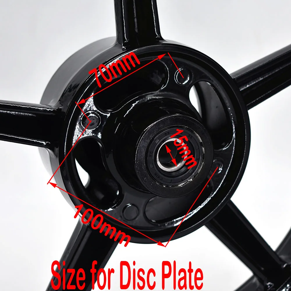 12 inch Front 2.50-12 and Rear 3.00-12 with Sprocket & Disc brake Rims Refitting for Dirt bike Pit Bike Vacuum Wheel