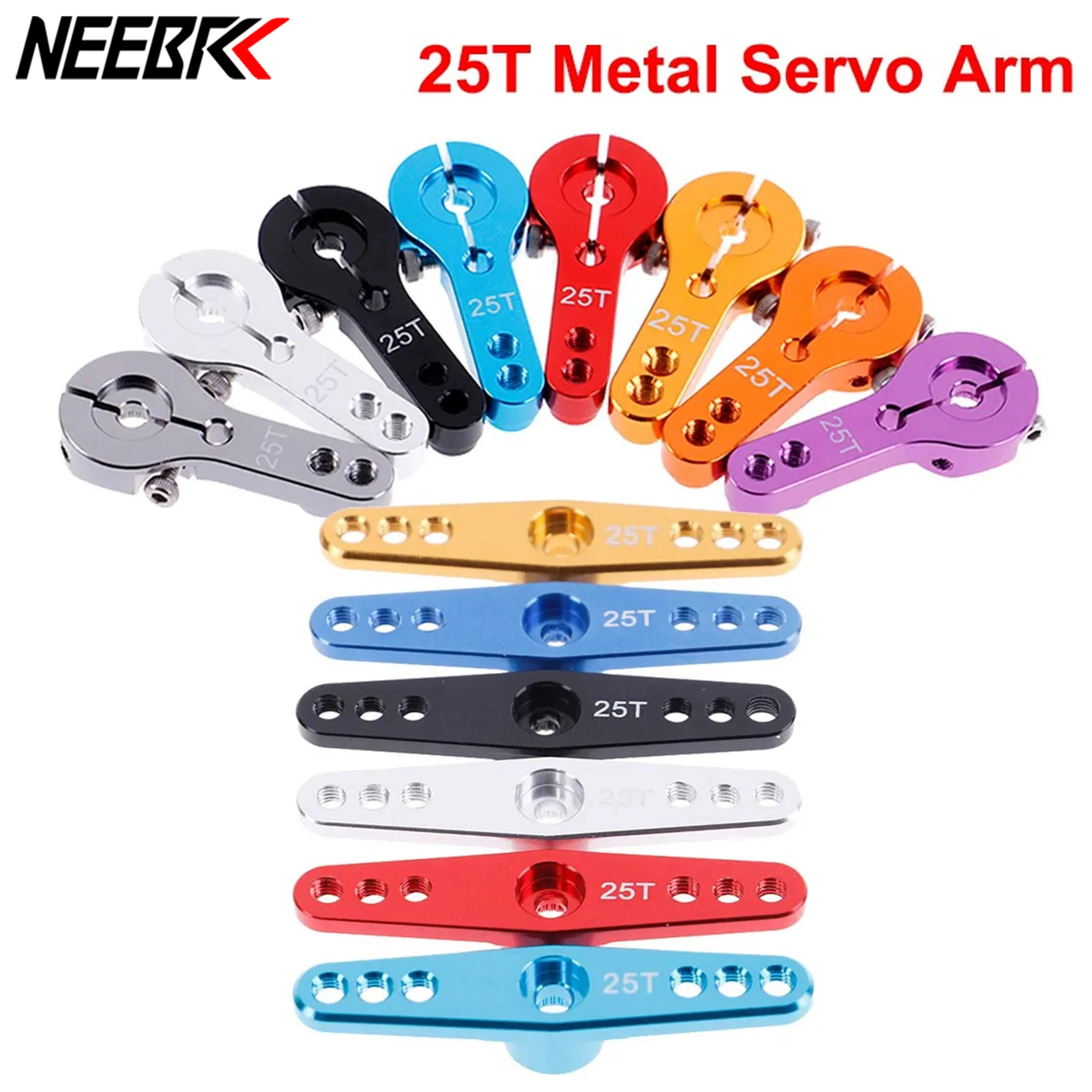 NEEBRC 25T M3 หัวข้อโลหะอลูมิเนียมอัพเกรด RC Servo Arm สําหรับ 1/10 1/14 RC รถ HSP Axial SCX10 Wltoys JX SPT อุปกรณ์เสริม