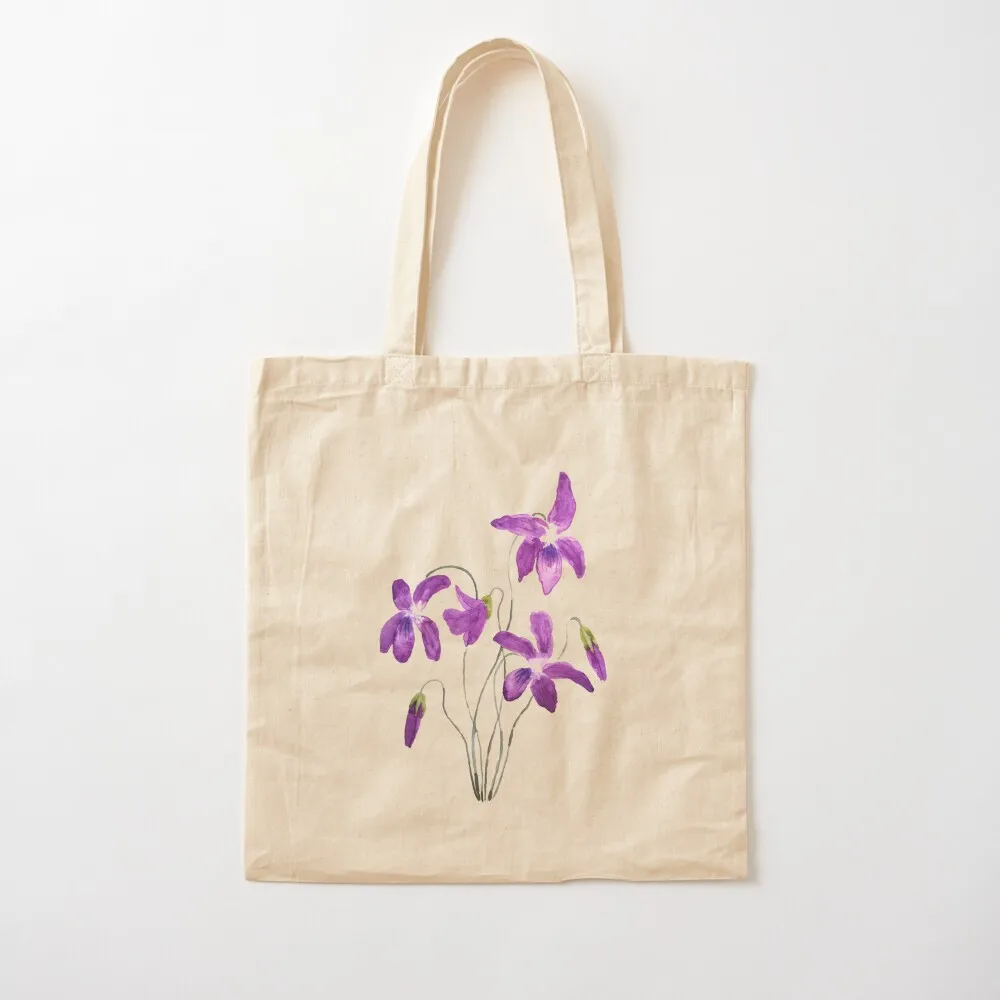 

hand painted violet flowers watercolor Tote Bag canvas tote bags eco pack