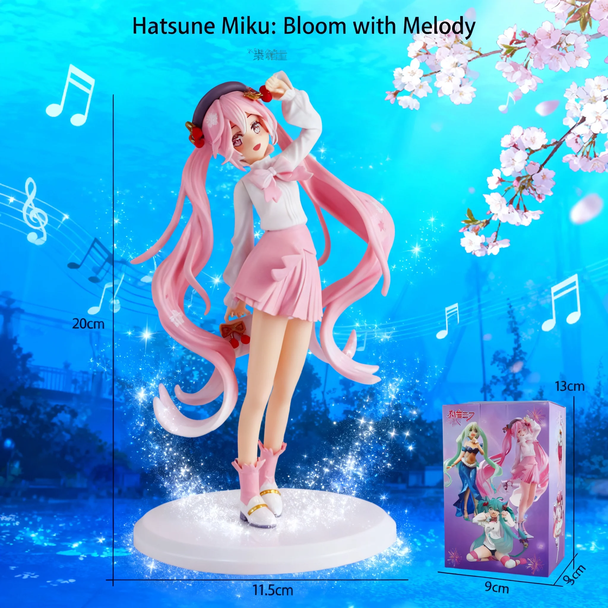 

Sakura Hatsune Miku Anime Figure Princess Vocaloid Songstress Girl Collectible Doll Gift for Fans Decoration Model Statue Otaku