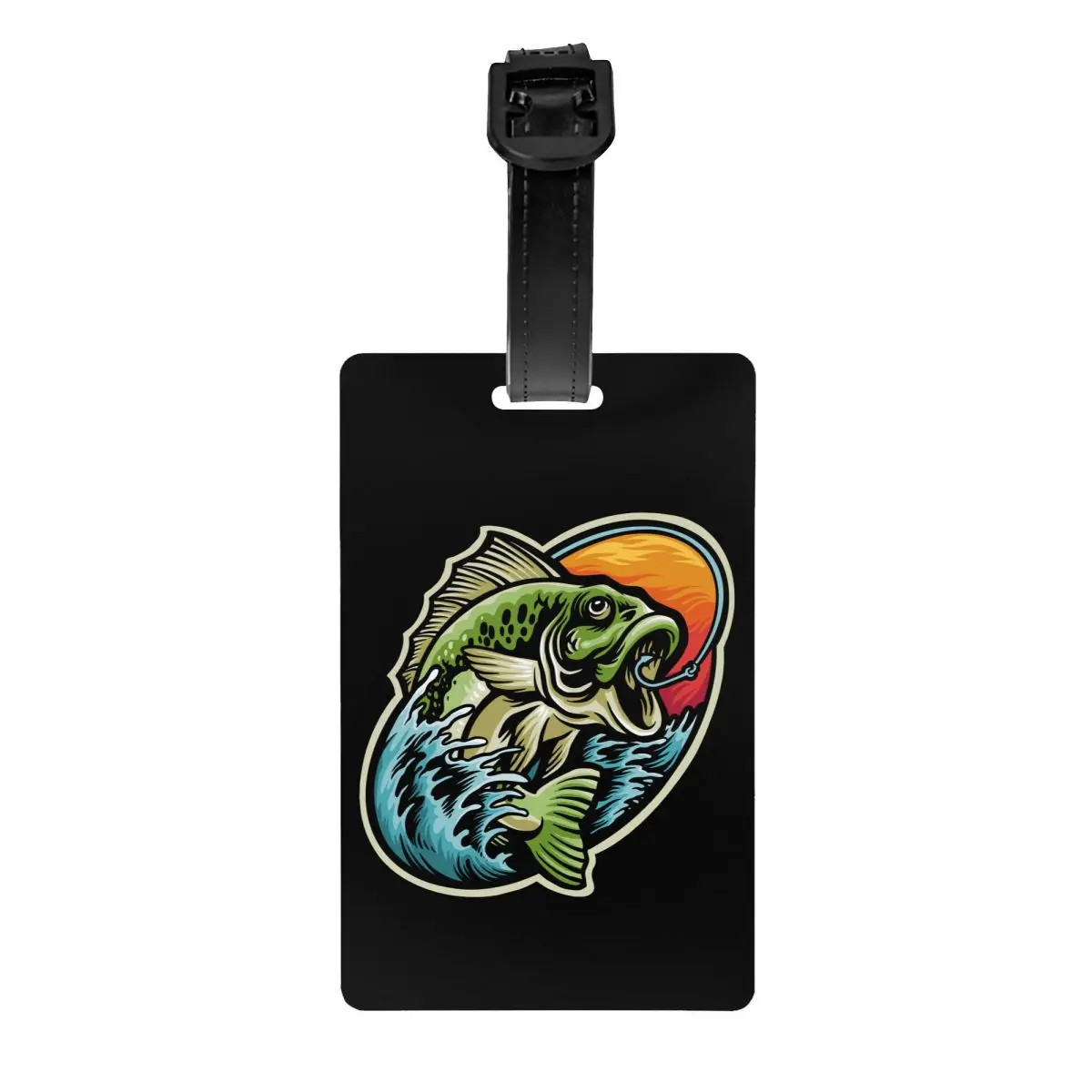 Bass Fishing Luggage Tag Fish Fisherman Travel Bag Suitcase Privacy Cover ID Label