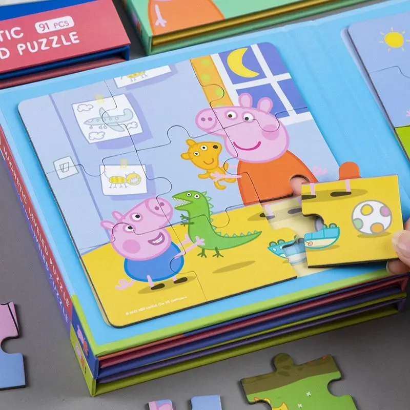 Peppa Pig rodzina czterech dzieci wczesna edukacja Puzzle magnetyczne George kreskówka Puzzle papierowe Puzzle zabawki prezent na Boże Narodzenie