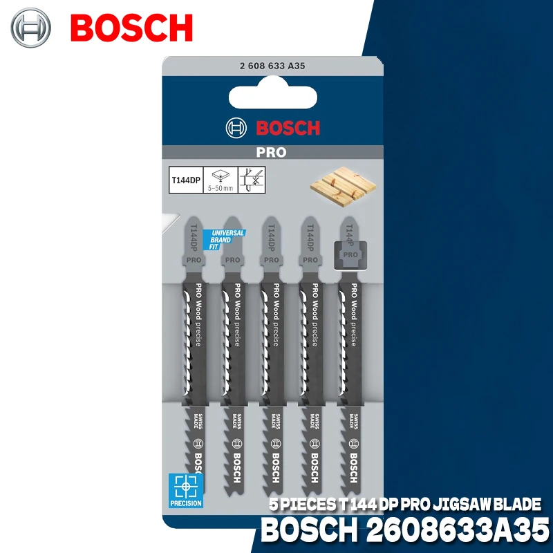 BOSCH T144DP Jigsaw Blade 5PCS For Woodworking Straight Cut Curved Saw Blade Bosch Power Tool Accessories 2608633A35