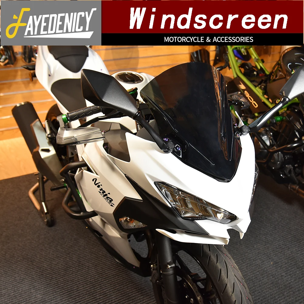 

For Kawasaki Ninja 400 Ninja400 2018-2023 2022 2021 Motorcycle Touring Windscreen Windshield Wind Deflectors Screen with Bracket